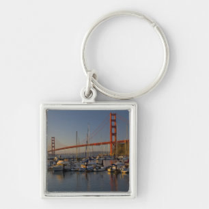 Golden Gate Bridge och San Francisco 4 Fyrkantig Silverfärgad Nyckelring