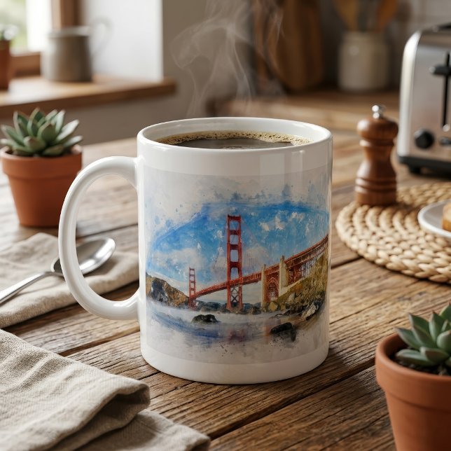 Golden Gate Bridge Pastell i San Francisco Kaffemugg (Golden Gate Bridge Pastel in San Francisco. Coffee Mug)
