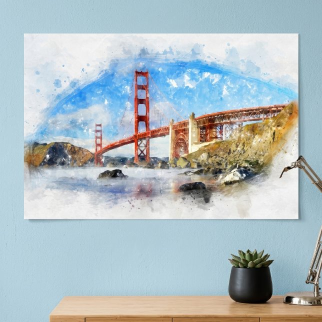 Golden Gate Bridge Pastell i San Francisco Poster (Golden Gate Bridge Pastel in San Francisco. Poster)