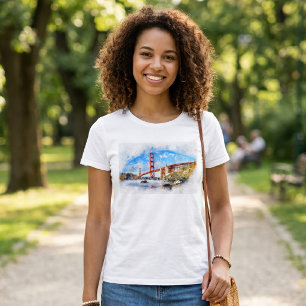 Golden Gate Bridge Pastell i San Francisco T Shirt