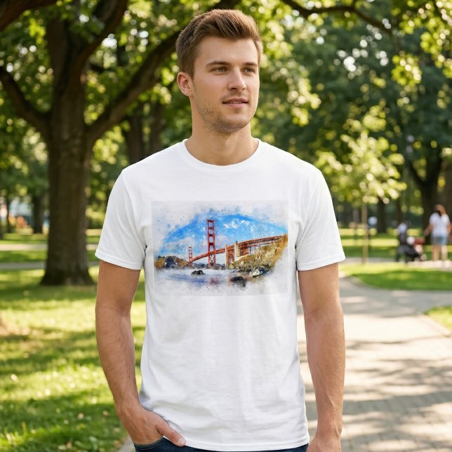 Golden Gate Bridge Pastell i San Francisco T Shirt (Golden Gate Bridge Pastel in San Francisco. Men Basic White T-Shirt )