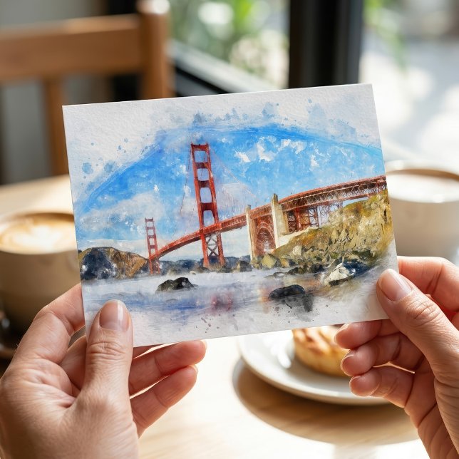 Golden Gate Bridge Pastell i San Francisco Vykort (Golden Gate Bridge Pastel in San Francisco. Postcard)