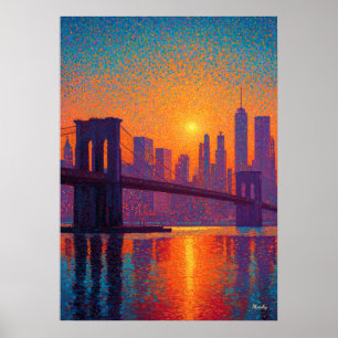Golden Gate Bridge Pointillism San Francisco Poster