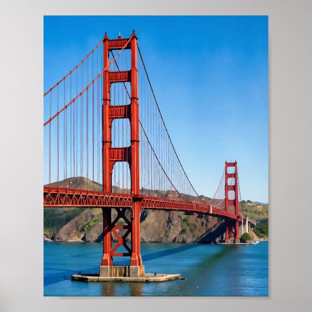 Golden Gate Bridge San Francisco Akvarell Poster (Framsidan)