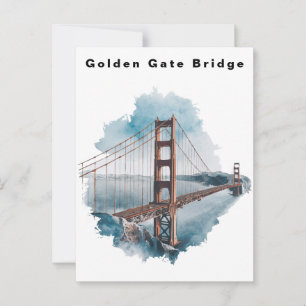Golden Gate Bridge San Francisco Akvarell  Vykort