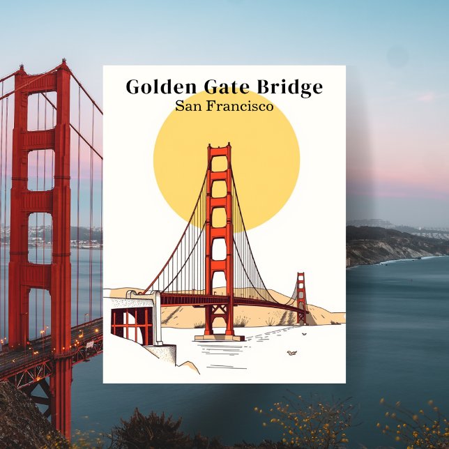 Golden Gate Bridge San Francisco Minimalistisk Vykort (Golden Gate Bridge San Francisco Minimalistic Postcard)