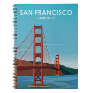 Golden Gate Bridge San Francisco Vintage Resa Anteckningsbok