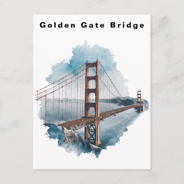Golden Gate Bridge San Francisco Watercolor  Vykort (Framsida)