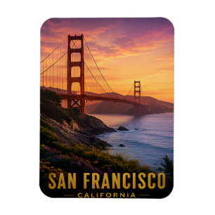 Golden Gate Bridge Solnedgång San Francisco Kalifo Magnet