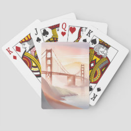 Golden Gate Bridge | Soluppgång Vacker akvarell Casinokort