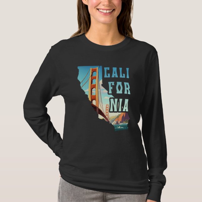 Golden Gate Bridge Souvenir San Francisco Map of C T Shirt (Framsida)