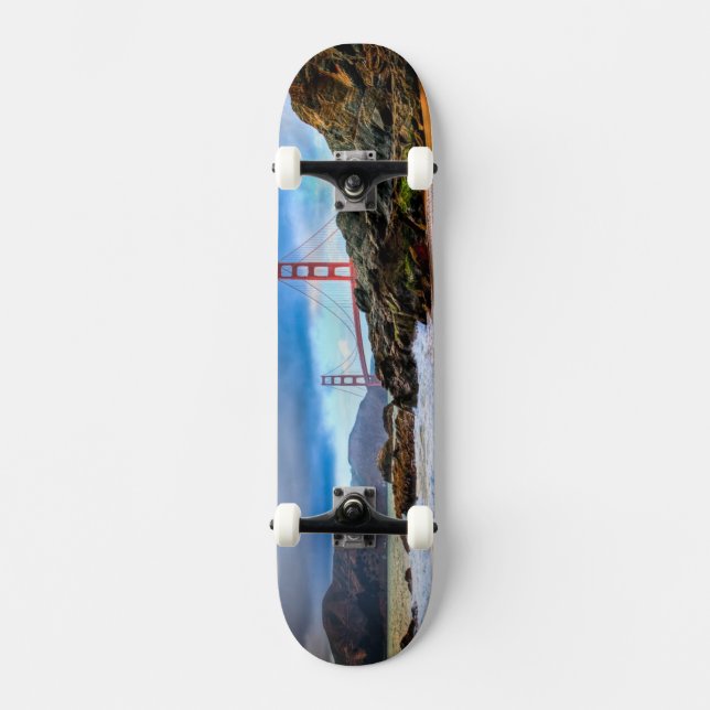 Golden Gate Bridge vid solnedgång Mini Skateboard Bräda 18,7 Cm (Framsida)