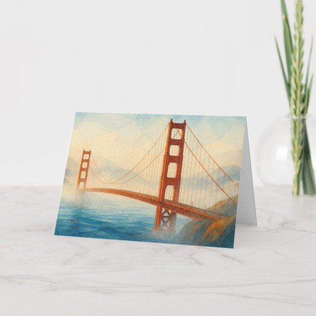 Golden Gate Bridge Watercolor Card Kort (Framsida)