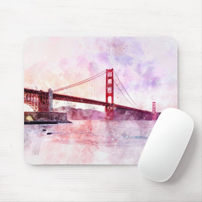 Golden Gate Bridge watercolor in San Francisco Musmatta (Med mus)