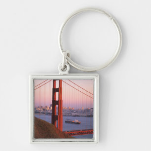 Golden Gate-bron; San Francisco; Kalifornien; Fyrkantig Silverfärgad Nyckelring