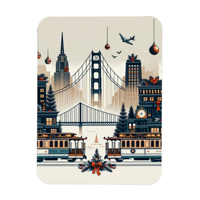 Golden Gate Holiday Magic San Francisco jul Magnet (Vertikal)