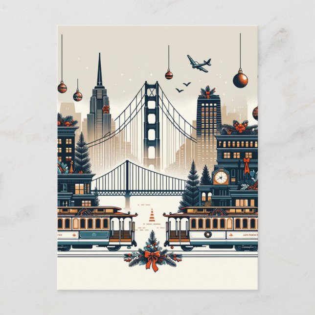 Golden Gate Holiday Magic San Francisco jul Vykort (Framsida)
