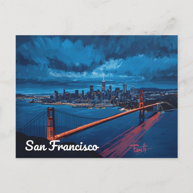 Golden Gate i skymning – San Francisco Vykort (Framsida)