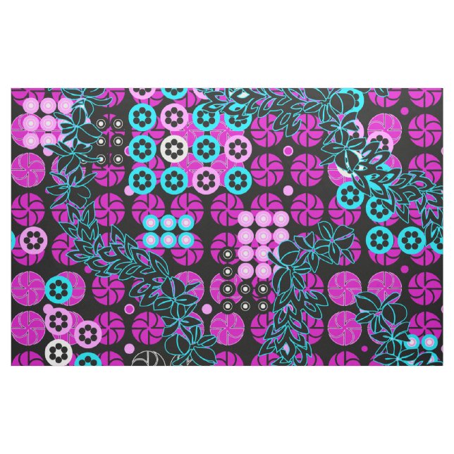 Golden Gate Park Retro Psychedelic blommigt Tyg (Fat Quarter)