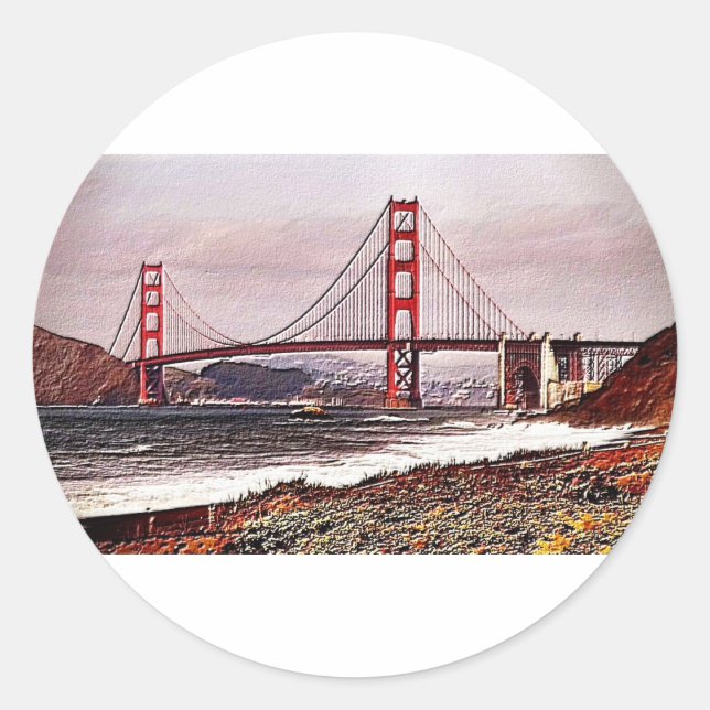 Golden Gate Runt Klistermärke (Framsida)