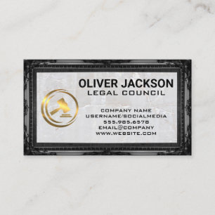 Golden Gavel Law Logotyp Klassiskt Ram Sten Visitkort