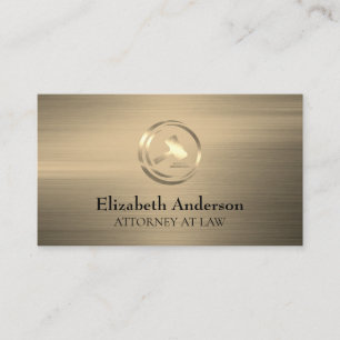 Golden Gavel Logotyp Guld Brushed-bakgrund Visitkort