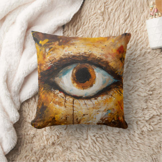 Golden Gaze - Abstrakt Öga Art Kudde