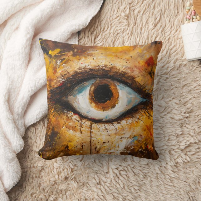 Golden Gaze - Abstrakt Öga Art Kudde (Filt)