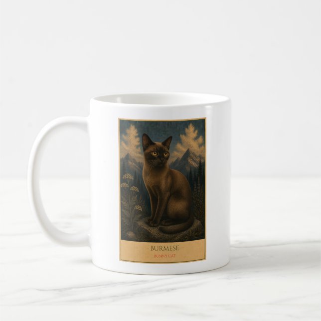 Golden Gaze: Burmese Cat Kaffemugg (Vänster)