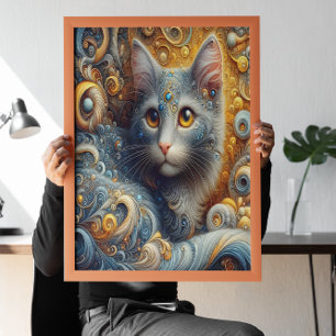 Golden Gaze: Kattdjuret Porträtt i Gult Ögon Poster