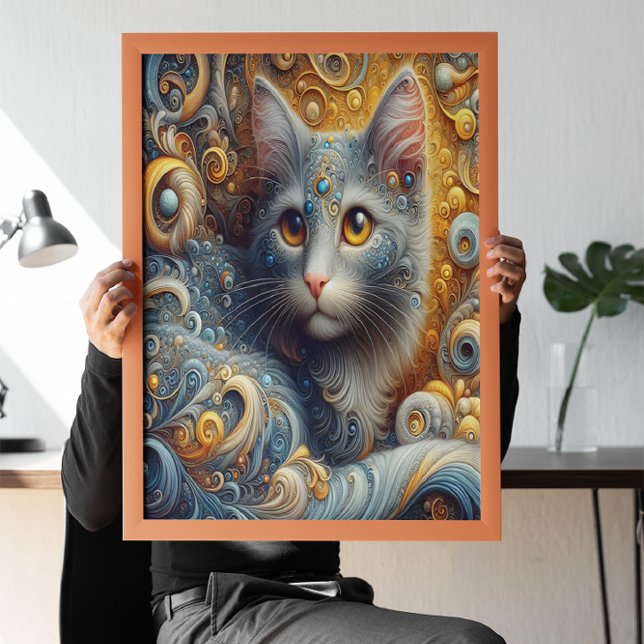 Golden Gaze: Kattdjuret Porträtt i Gult Ögon Poster (Skapare uppladdad)
