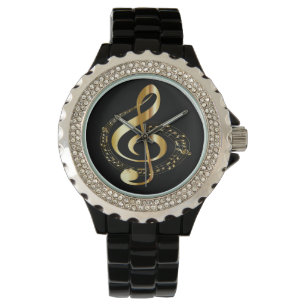 Golden Gclef Dam Rhinestone Watch Armbandsur