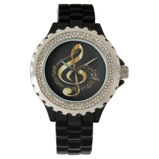 Golden Gclef Dam Rhinestone Watch Armbandsur