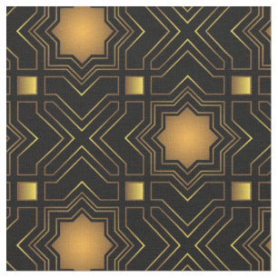 Golden Geo Stars Fabric Tyg