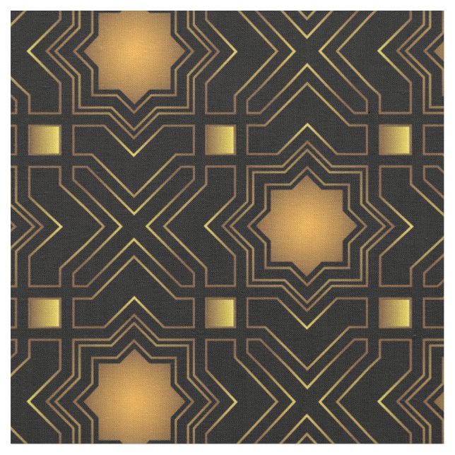 Golden Geo Stars Fabric Tyg (Närbild)