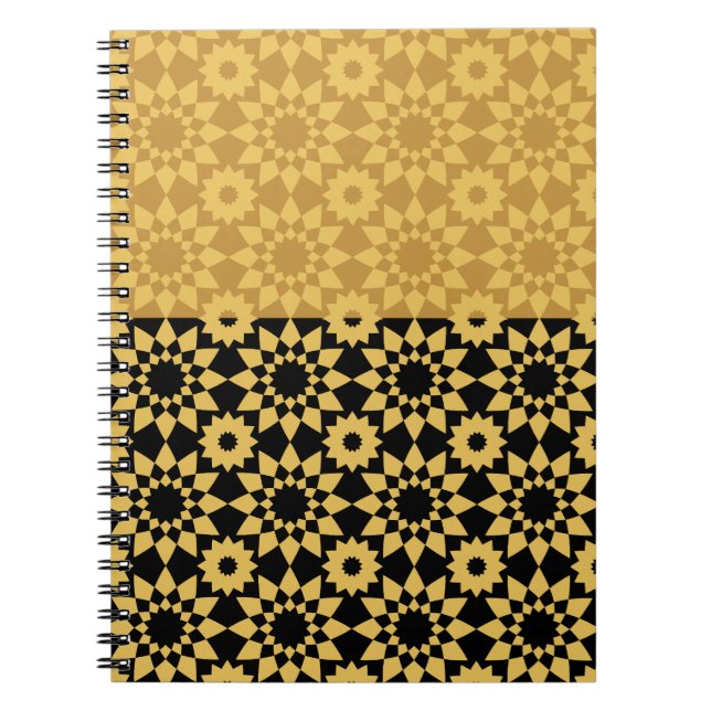 Golden Geometric Arabesque Notebook Anteckningsbok (Framsidan)