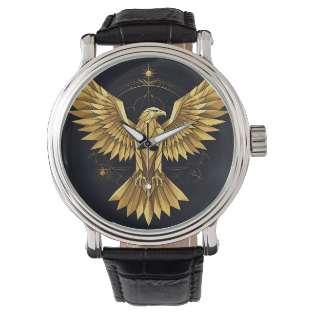 Golden Geometric Eagle Armbandsur (Framsida)