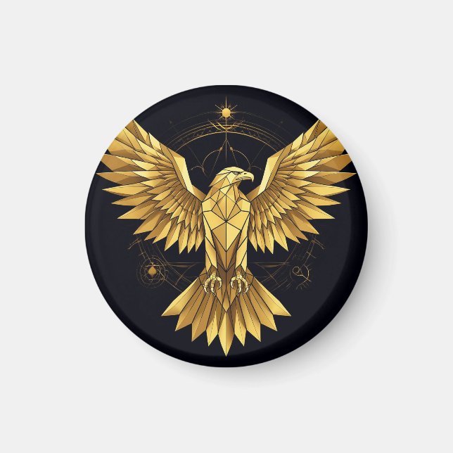 Golden Geometric Eagle Magnet (Framsidan)