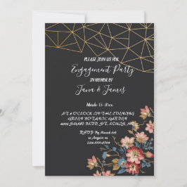 Golden Geometric Förlovning Inbjudningar