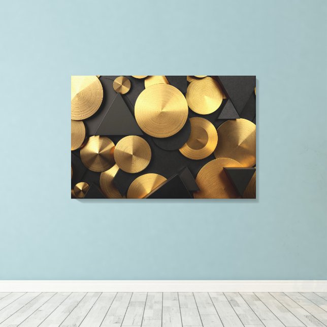 Golden Geometric Luxury-Abstrakten Canvastryck (Insitu (trägolv))