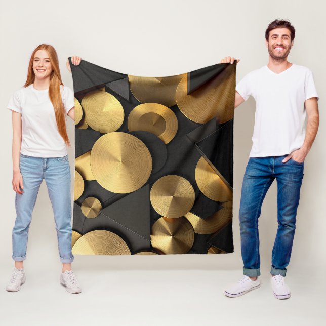 Golden Geometric Luxury-Abstrakten Fleecefilt (På plats)