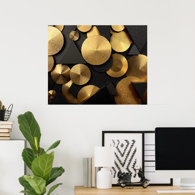 Golden Geometric Luxury-Abstrakten Poster (Hemmakontoret)