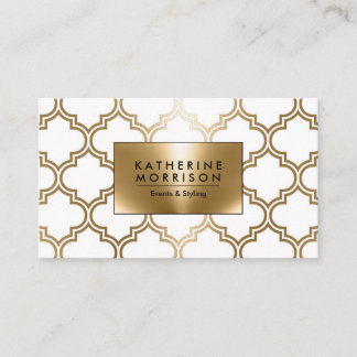 Golden Geometric Quatrefoil Visitkort