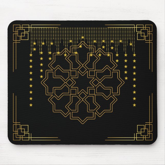 Golden Geometric Star Mouse Pad - islamisk-inspire Musmatta (Framsidan)