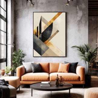 Golden Geometric Symphony Poster