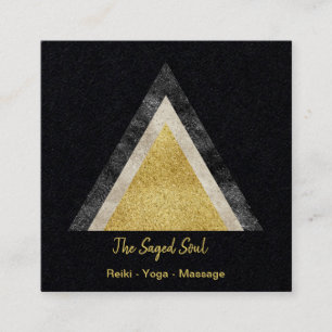 Golden Geometric Triangle Simulated Foil Glitter Fyrkantigt Visitkort