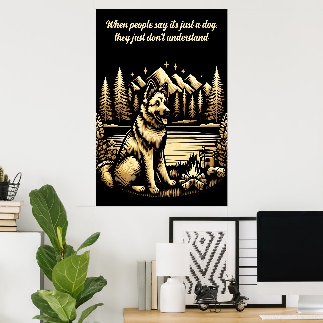 Golden German shepherd by Campfire Poster (Hemmakontoret)