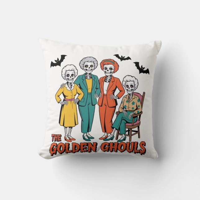Golden Ghouls Girls'Halloween Kudde (Framsida)