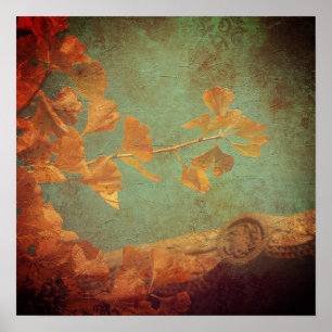 Golden gingko träd poster