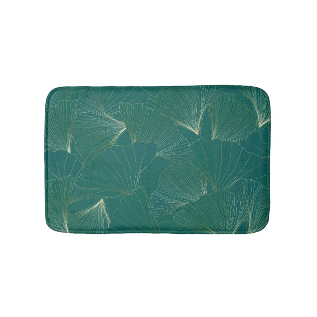 Golden Ginkgo Lövs Art Deco Badrumsmatta (Framsidan)